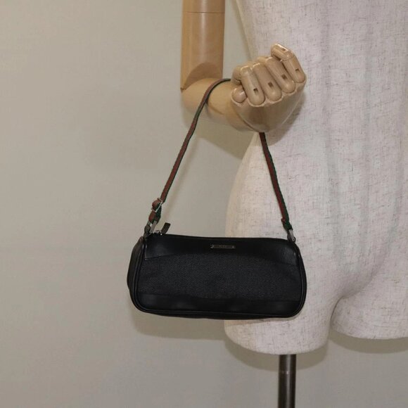 GUCCI Web Sherry Line Accessory Pouch Canvas Red Black 92820 Auth BA3614 - Picture 3 of 16